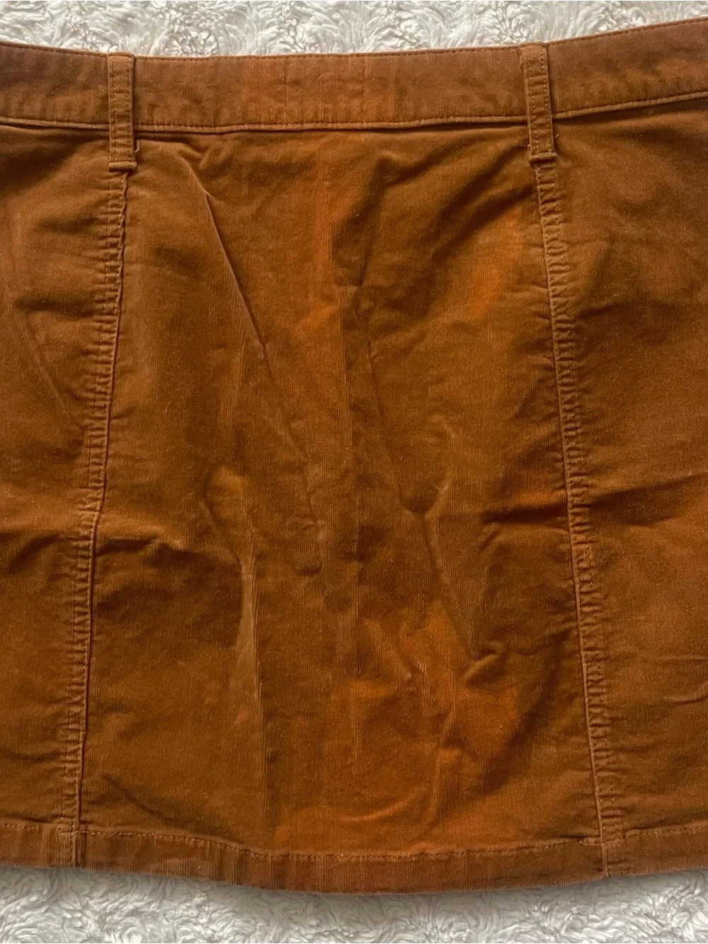 SO Button-Front Corduroy Mini Skirt in Rust